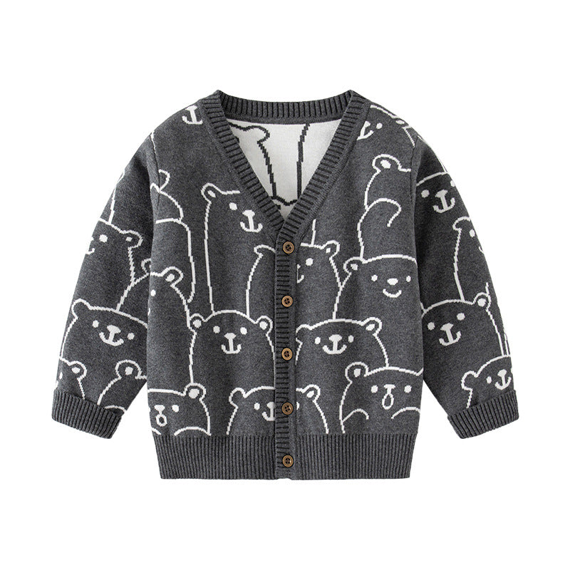 Kids Clothing Wholesale Boy Single Breasted Versatile Wool Sweater Kids Clothing Wholesale