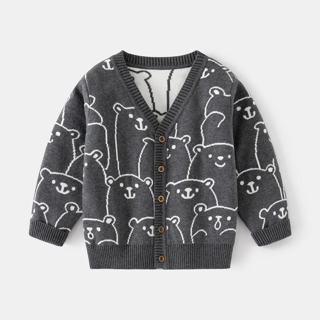 Kids Clothing Wholesale Boy Single Breasted Versatile Wool Sweater Kids Clothing Wholesale