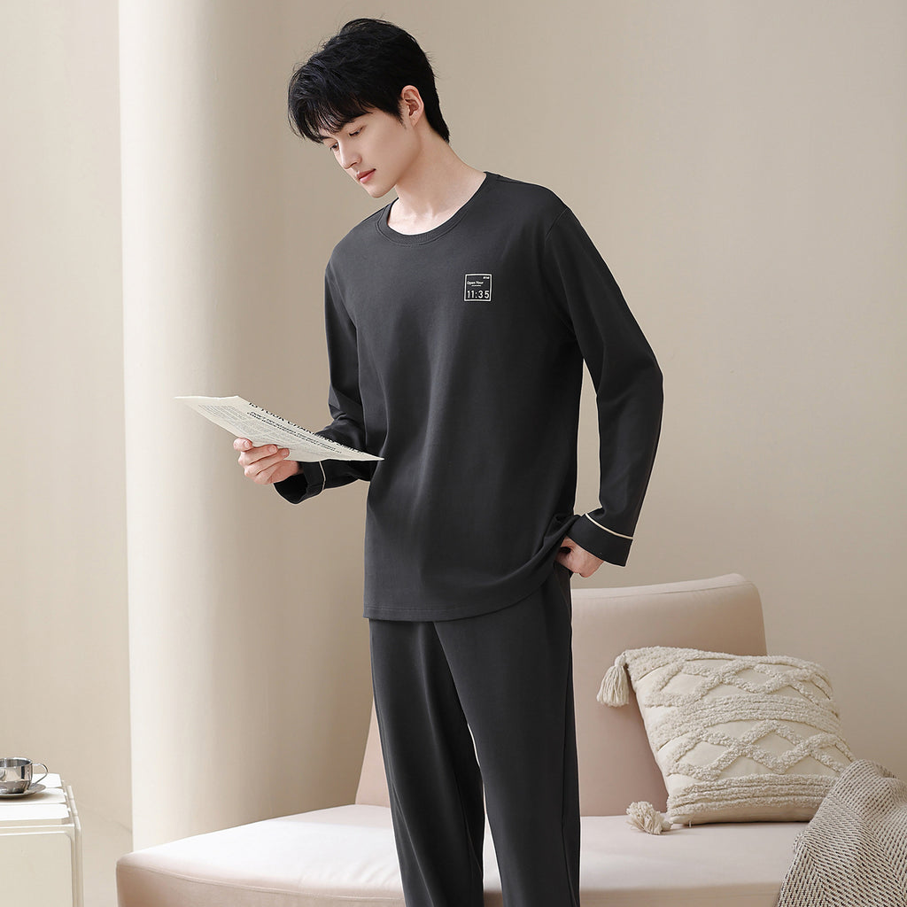 Men's Cozy Pajama Set – Soft Cotton Long Sleeve Loungewear