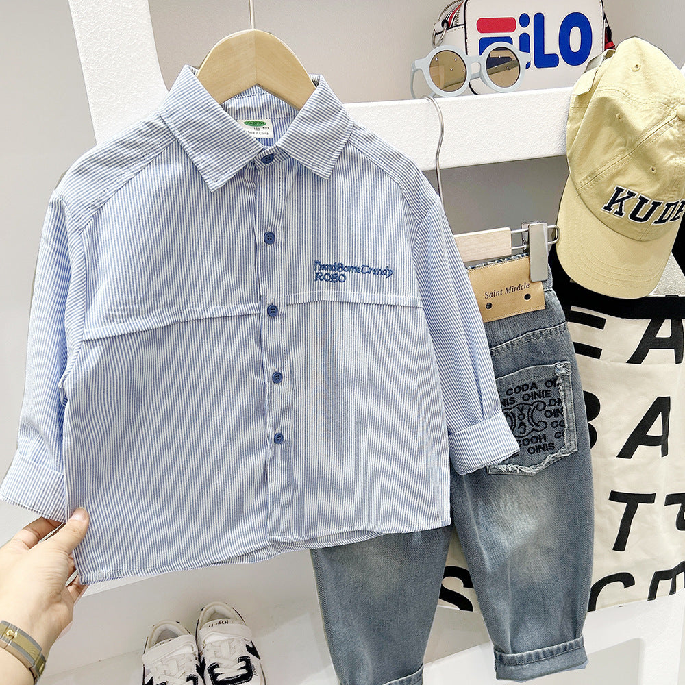 Loose Striped Blazer for Boys, Fashionable Kids Clothing