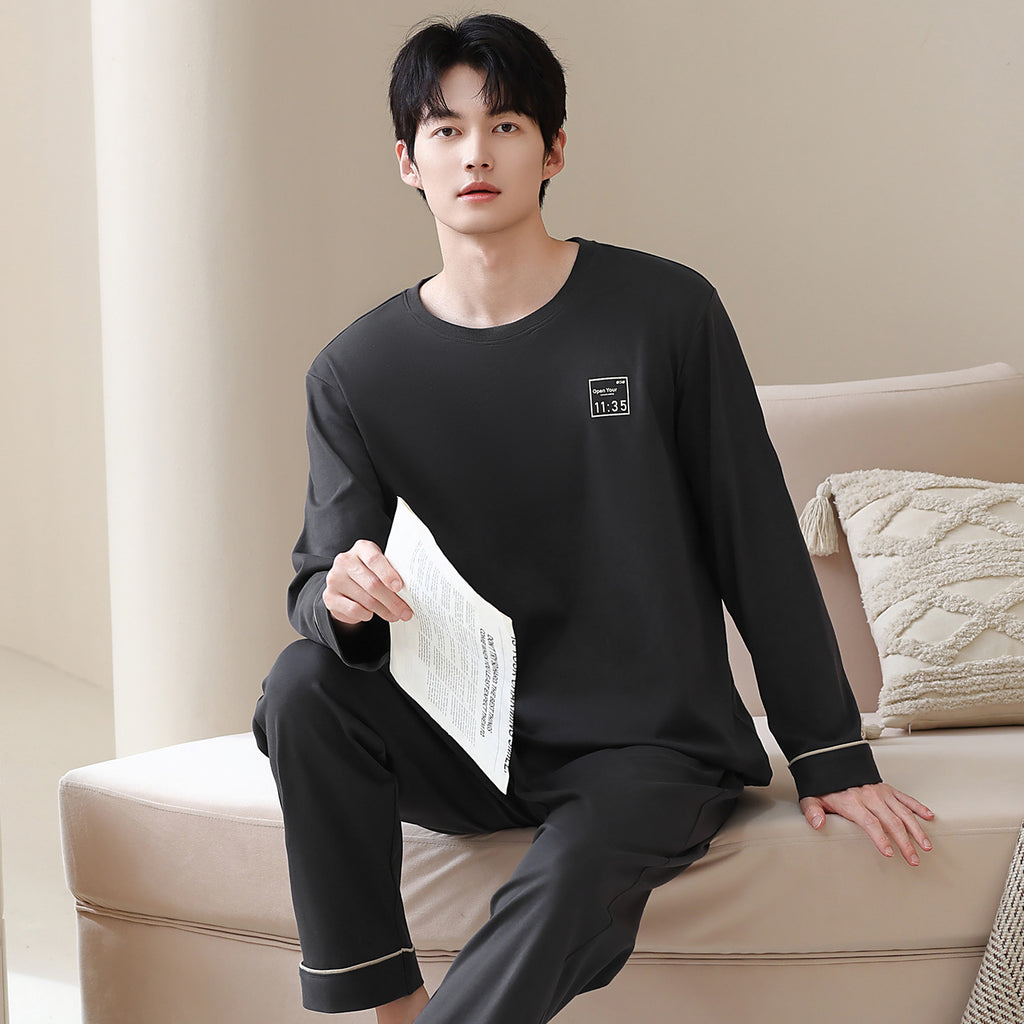 Men's Cozy Pajama Set – Soft Cotton Long Sleeve Loungewear